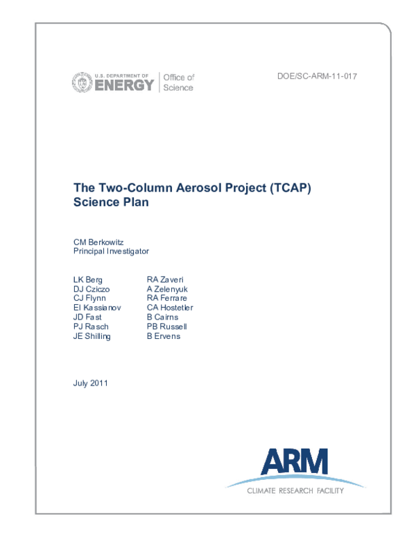 (PDF) The Two-Column Aerosol Project (TCAP) Science Plan