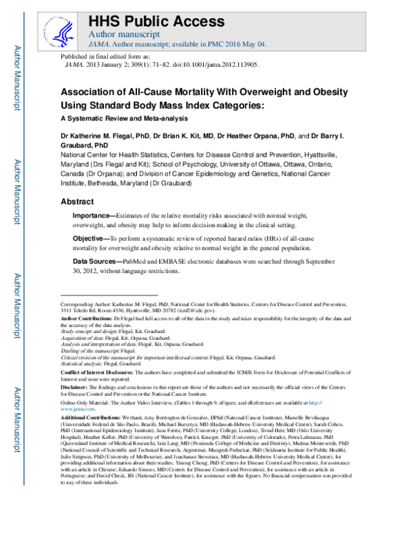 (PDF) Faculty of 1000 evaluation for Association of all-cause mortality ...