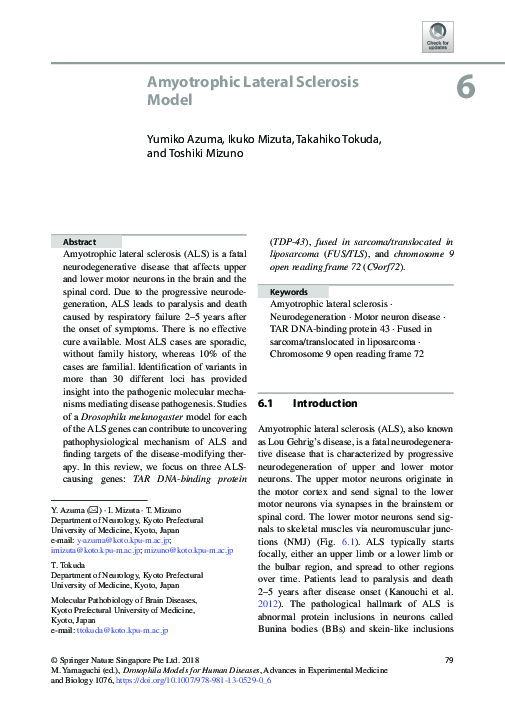 (PDF) Amyotrophic Lateral Sclerosis Model