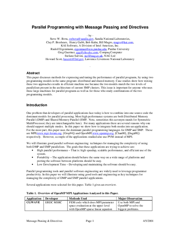 (PDF) Parallel Programming with Message Passing and Directives