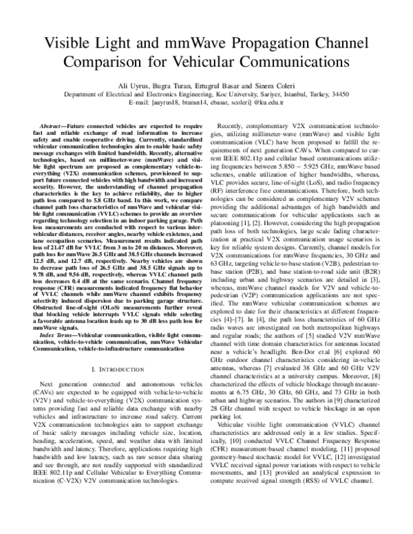 (PDF) Visible Light and mmWave Propagation Channel Comparison for ...