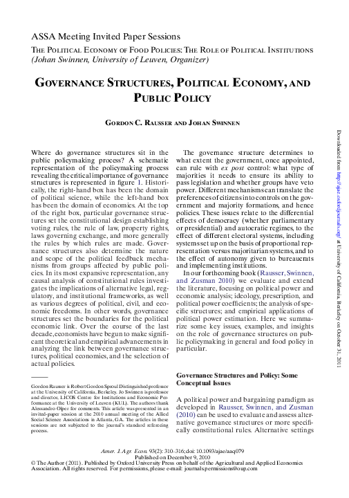 (PDF) Governance Structures, Political Economy, and Public Policy