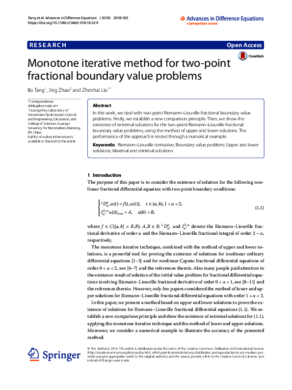 (PDF) Monotone iterative method for two-point fractional boundary value ...