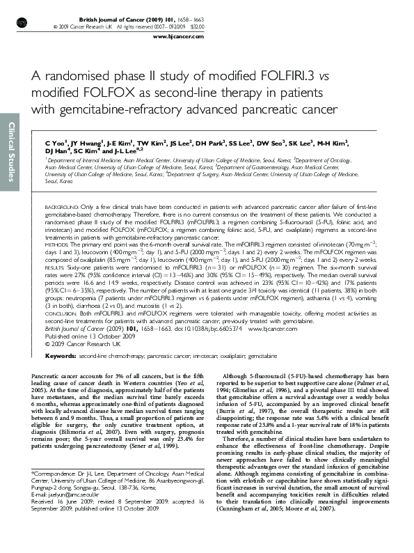 (PDF) A randomised phase II study of modified FOLFIRI.3 vs modified ...