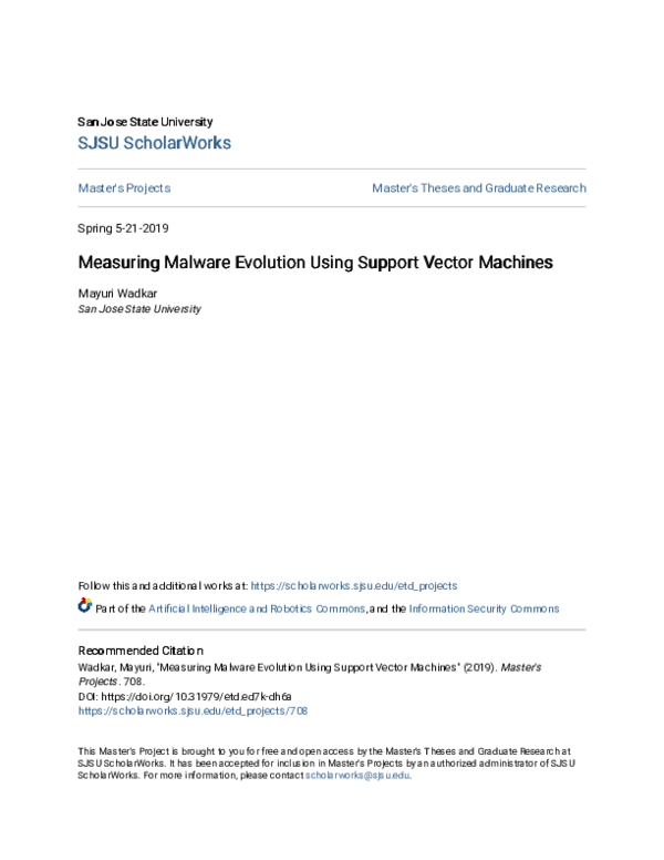 (PDF) Measuring Malware Evolution Using Support Vector Machines