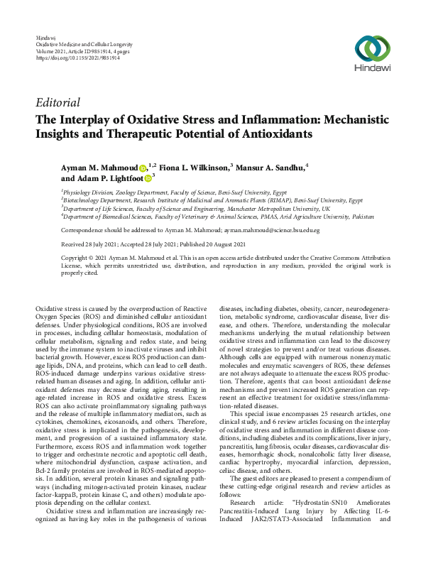 (PDF) The Interplay of Oxidative Stress and Inflammation: Mechanistic ...