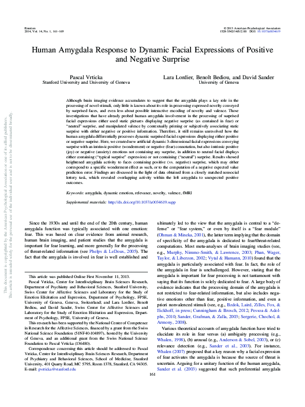 (PDF) Human amygdala response to dynamic facial expressions of positive ...