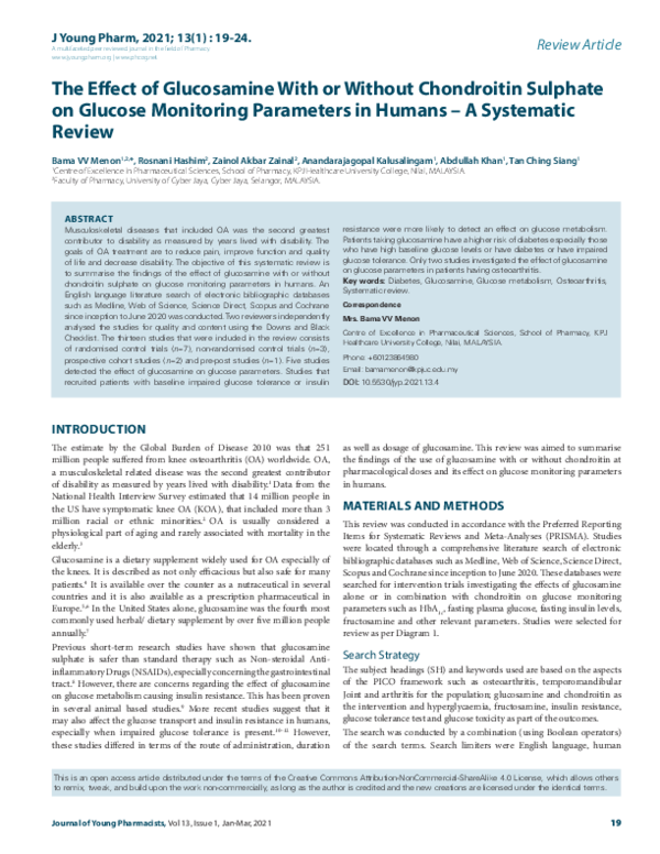 (PDF) The Effect of Glucosamine With or Without Chondroitin Sulphate on