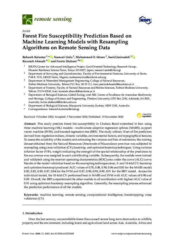 (PDF) Forest Fire Susceptibility Prediction Based on Machine Learning ...
