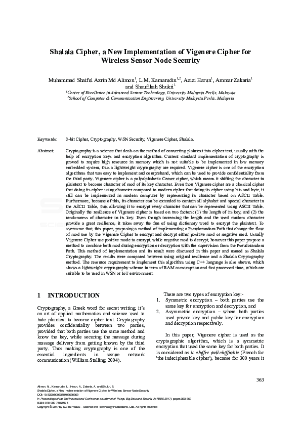 (PDF) Shalala Cipher, a New Implementation of Vigenere Cipher for ...