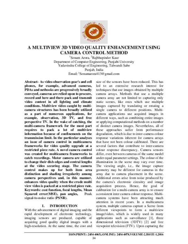 (PDF) A Multiview 3D Video Quality Enhancement Using Camera Control Method