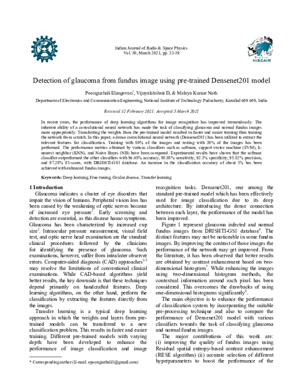 (PDF) Detection of glaucoma from fundus image using pre-trained ...