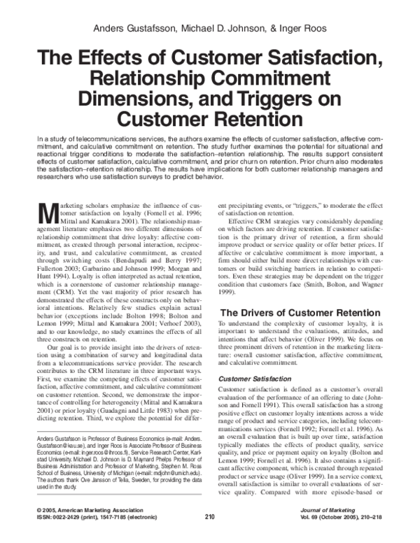 (PDF) The Effects of Customer Satisfaction, Relationship Commitment ...
