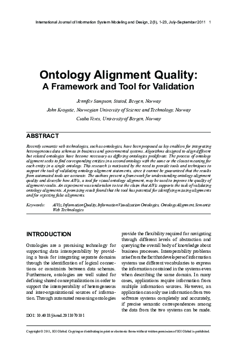 (PDF) Ontology Alignment Quality