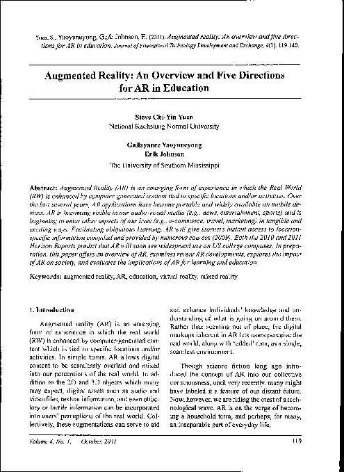 (PDF) Augmented Reality: An Overview and Five Directions for AR in ...