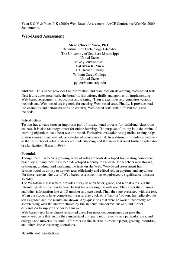 (PDF) Web-Based Assessment
