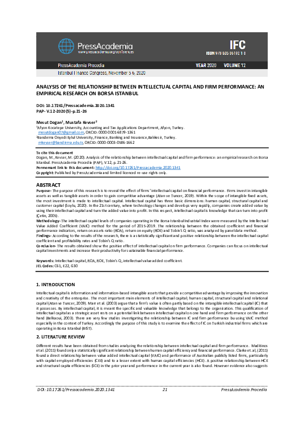 (PDF) Analysis of the relationship between intellectual capital and ...