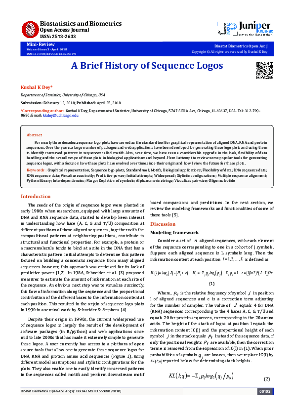 (PDF) A Brief History of Sequence Logos Kushal Dey Academia.edu