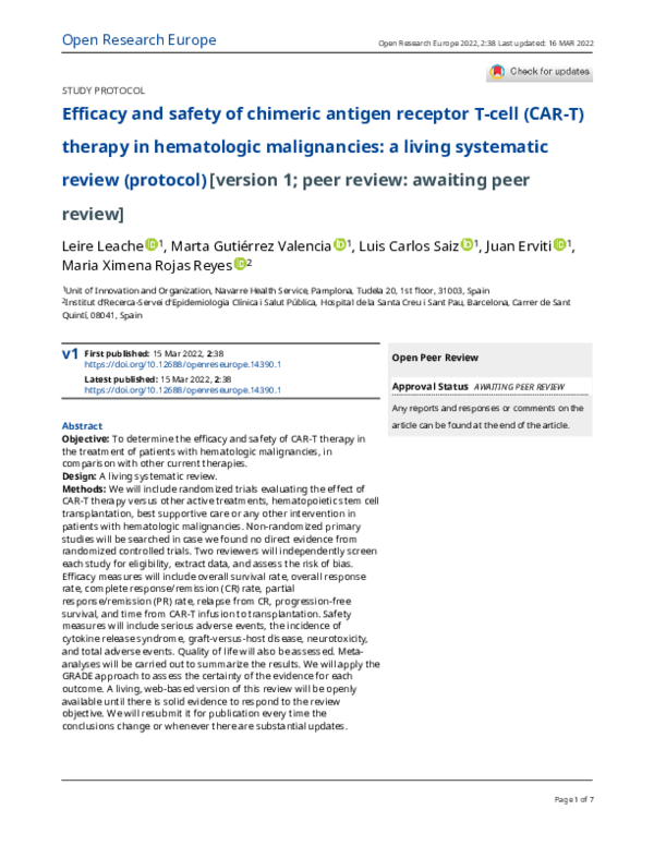 (PDF) Efficacy and safety of chimeric antigen receptor T-cell (CAR-T ...