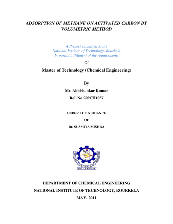 (PDF) Adsorption of Methane on Activated Carbon by Volumetric Method