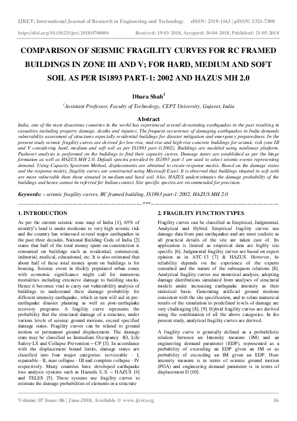 (PDF) Comparison of Seismic Fragility Curves for RC Framed Buildings in ...