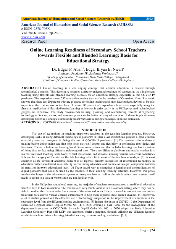 (PDF) Online Learning Readiness of Secondary School Teachers towards ...
