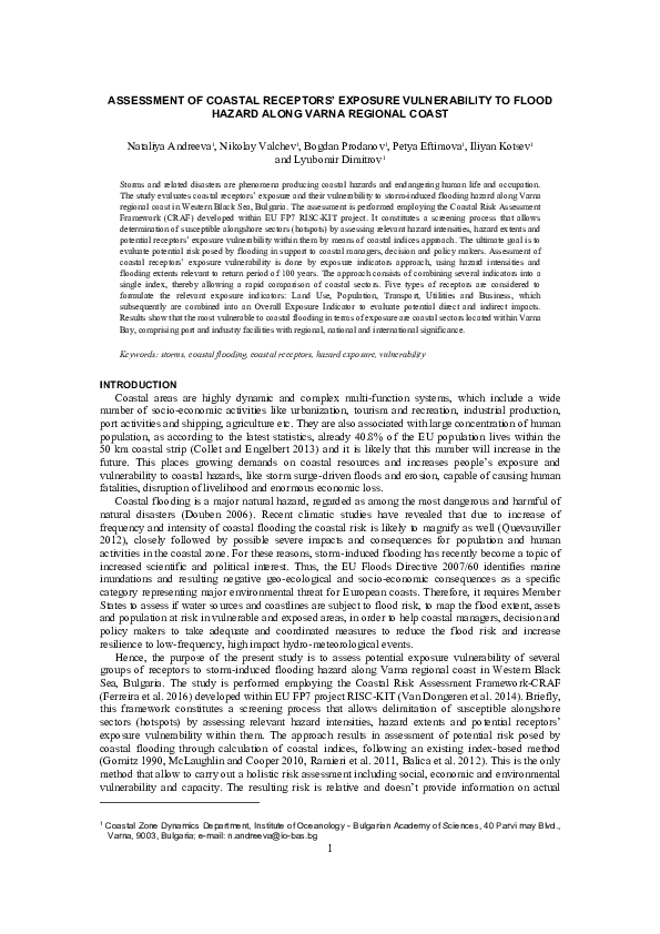 (PDF) Assessment of Coastal Receptors’ Exposure Vulnerability to Flood ...