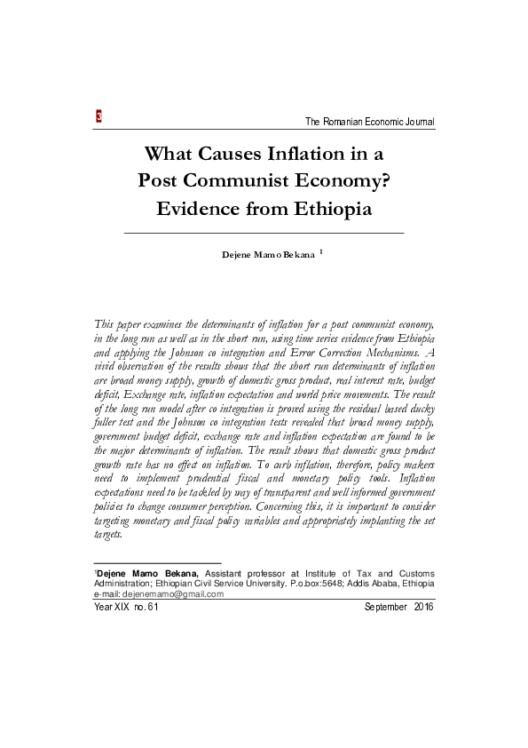 (PDF) What Causes Inflation in a Post Communist Economy? Evidence from ...
