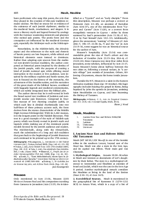 First page of “Moab, Moabite”