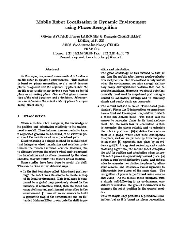 (PDF) Mobile robot localization in dynamic environments using places ...