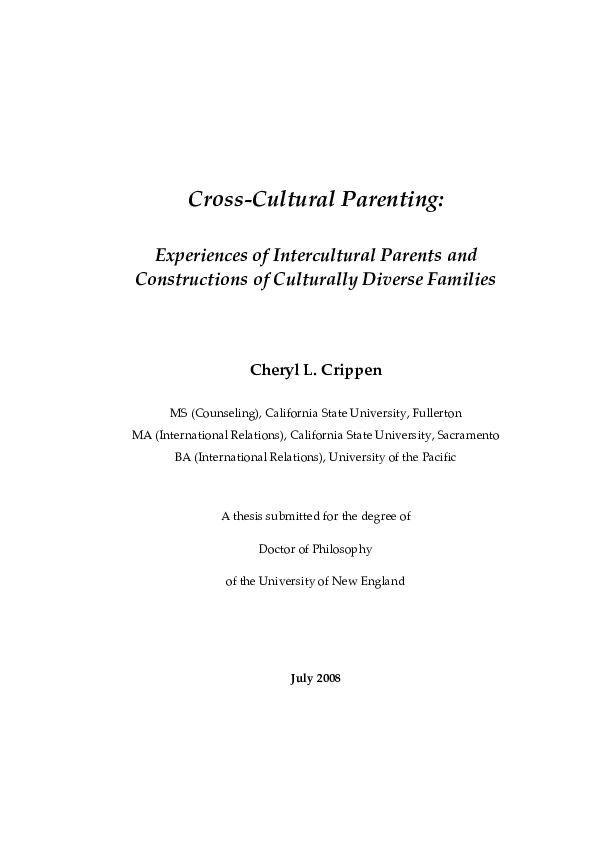 (PDF) Cross-Cultural Parenting: Experiences of Intercultural Parents ...