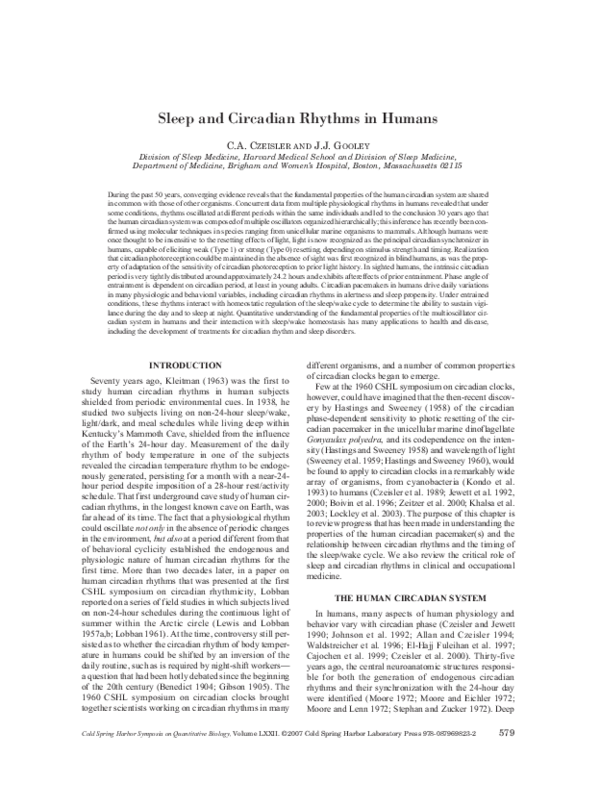 (PDF) Sleep and Circadian Rhythms in Humans
