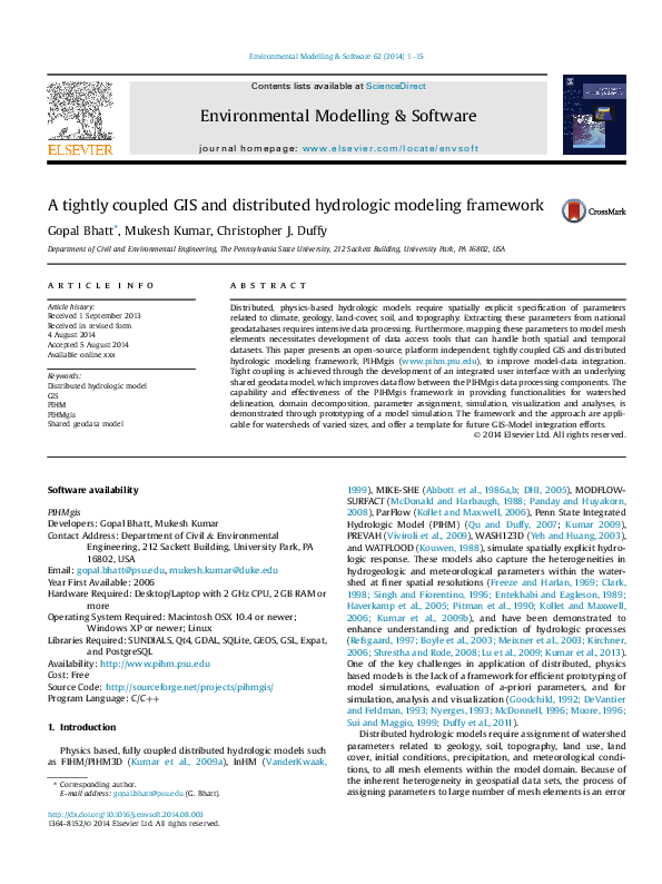 (PDF) A tightly coupled GIS and distributed hydrologic modeling ...