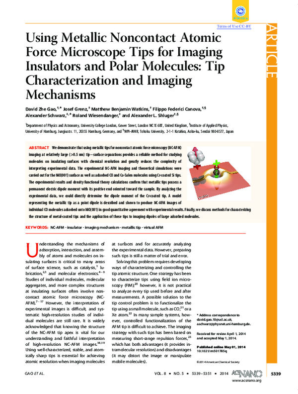(PDF) Using metallic noncontact atomic force microscope tips for ...