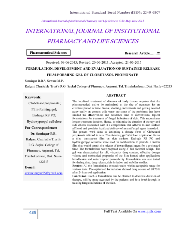 (PDF) Formulation Development and Evaluation of Sustained Release ...