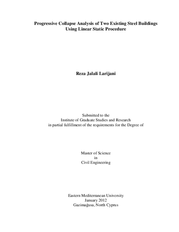 (PDF) Progressive collapse analysis of two existing steel buildings ...