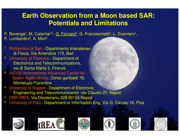 (PDF) Earth Observation from a Moon-based SAR: Potentials and Limitations