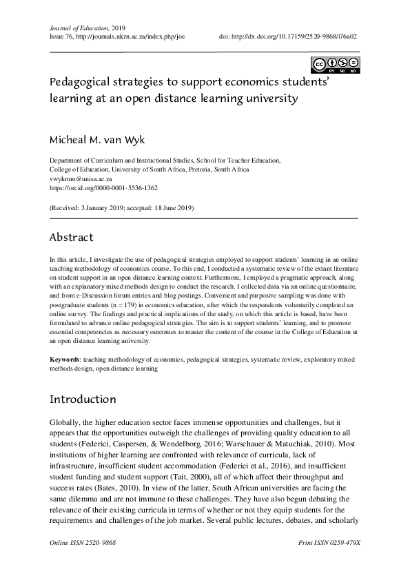(PDF) Pedagogical strategies to support economics students' learning at ...