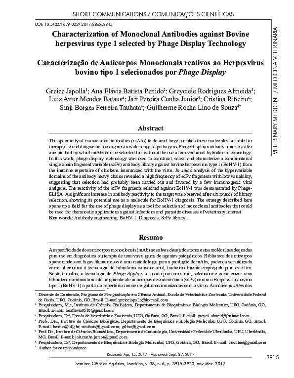 (PDF) Characterization of Monoclonal Antibodies against Bovine ...