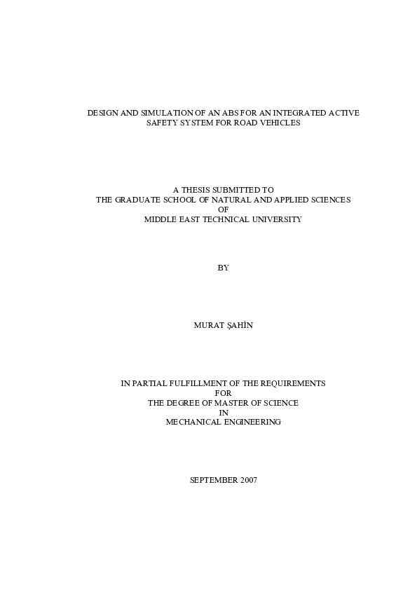 (PDF) Design and simulation of an ABS for an integrated active safety ...