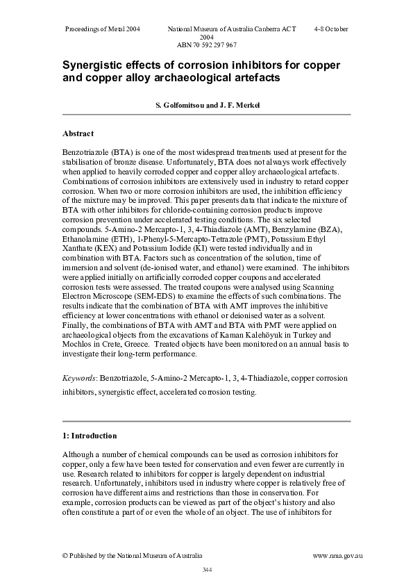 (PDF) Synergistic effects of corrosion inhibitors for copper and copper ...