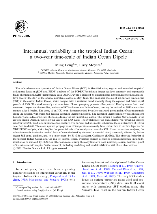 (PDF) Interannual variability in the tropical Indian Ocean: a two-year ...