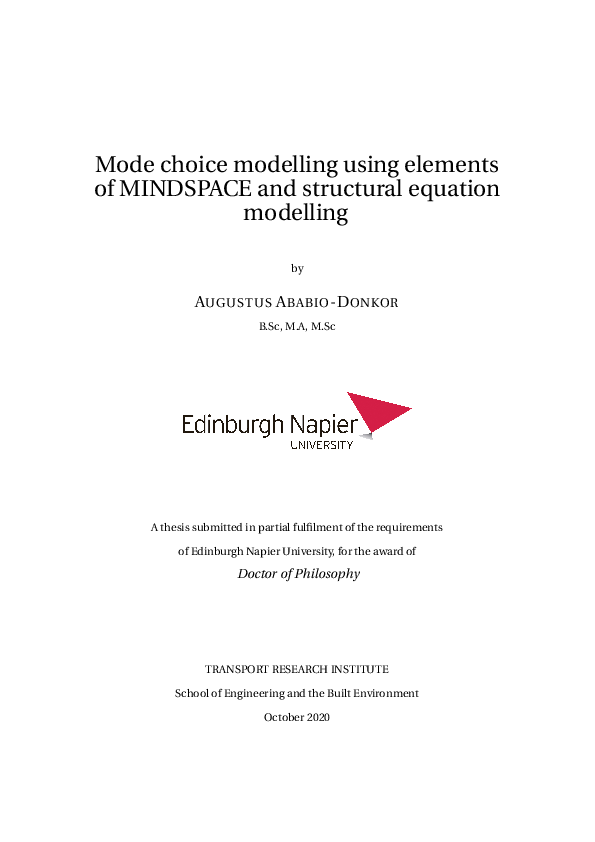 (PDF) Mode choice modelling using elements of MINDSPACE and structural ...