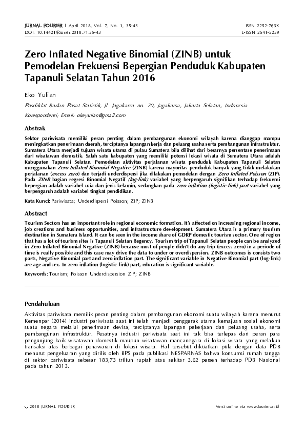 (PDF) Zero Inflated Negative Binomial (ZINB) untuk Pemodelan Frekuensi ...