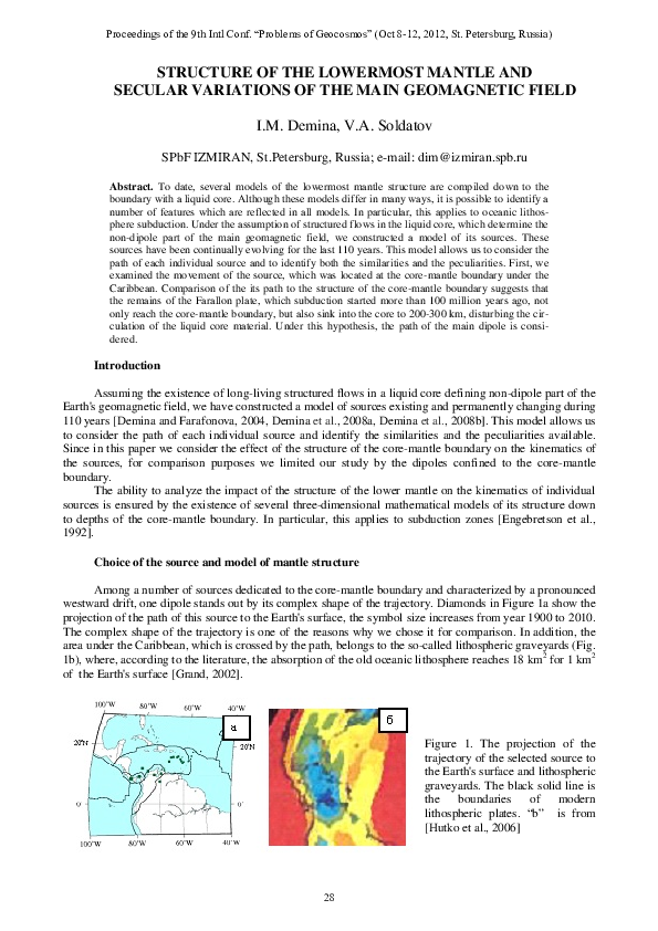 (PDF) Structure of the Lowermost Mantle and Secular Variations of the ...