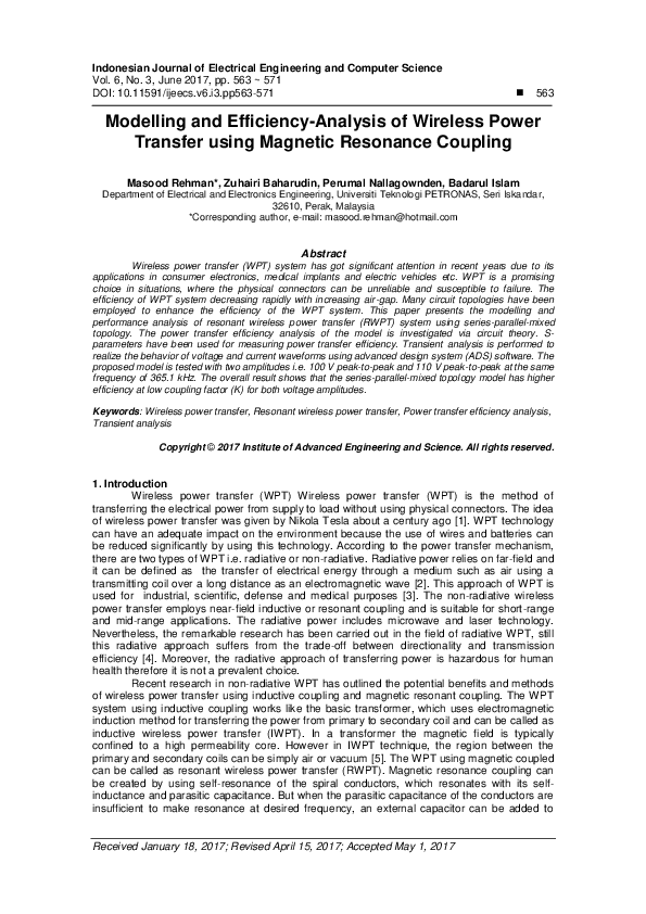 (PDF) Modelling and Efficiency-Analysis of Wireless Power Transfer ...