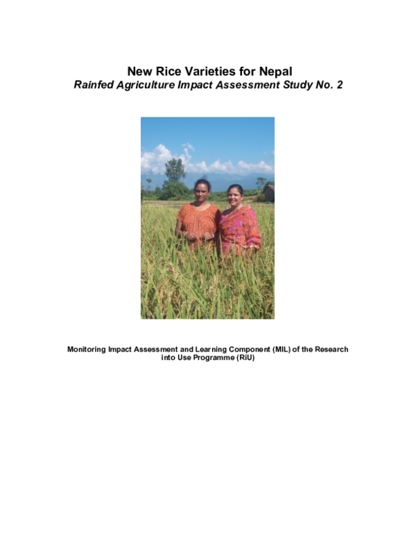 (PDF) New Rice Varieties for Nepal Rainfed Agriculture Impact Assessment