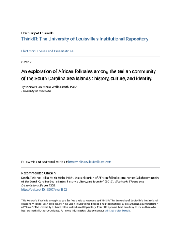 (PDF) An exploration of African folktales among the Gullah community of ...