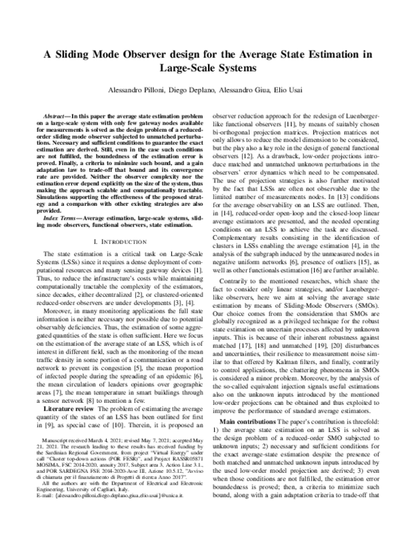 (PDF) A Sliding Mode Observer Design for the Average State Estimation ...
