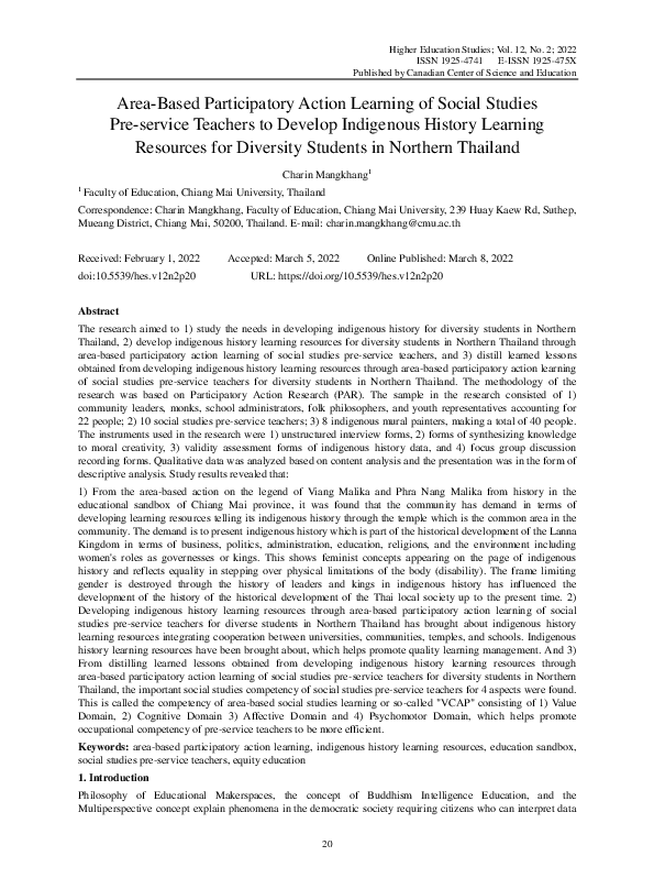 (PDF) Area-Based Participatory Action Learning of Social Studies Pre ...